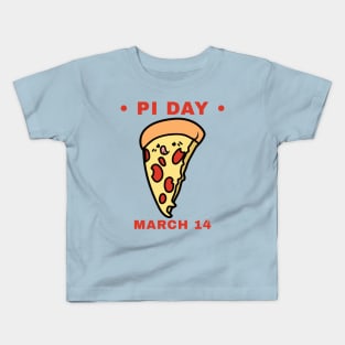 Kawaii Pi Day Pizza Slice March 14 Kids T-Shirt